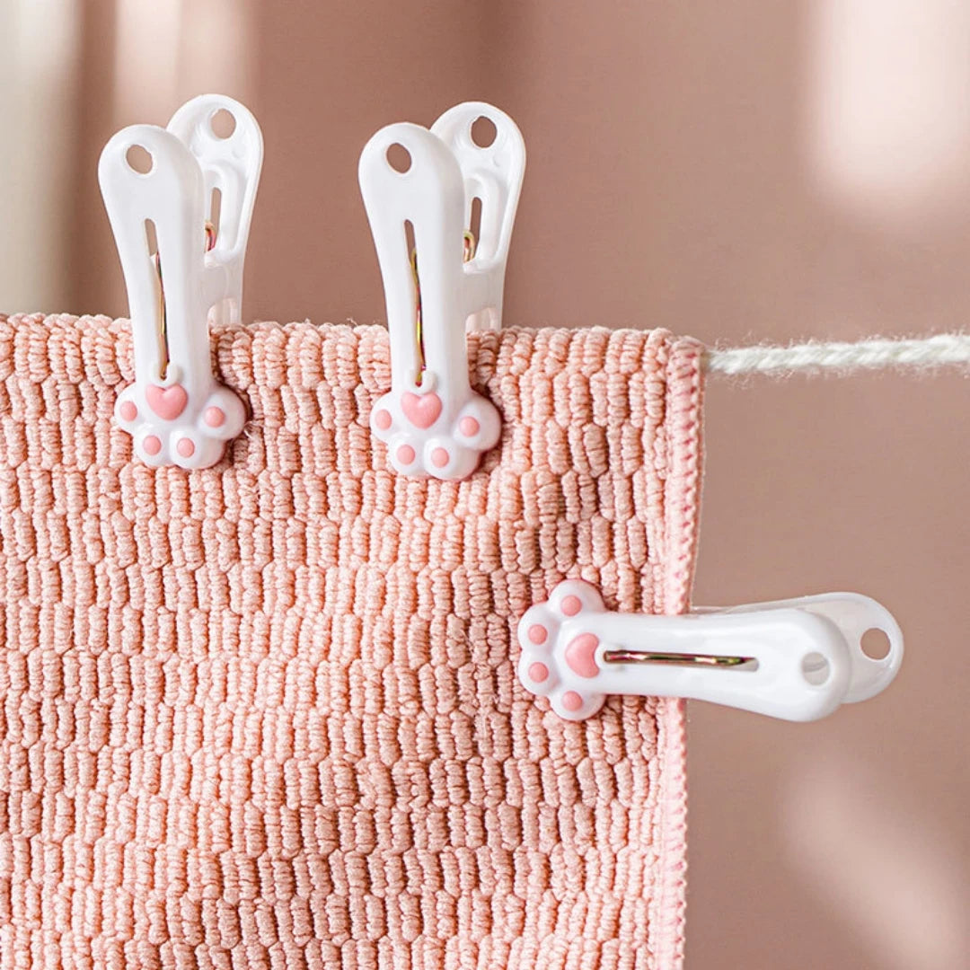 12-Pack Cat Paw Clothespins – Windproof Non-Slip Laundry Clips