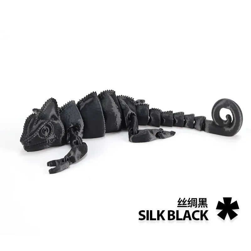 3D Printing Chameleon Figures Multi-joint Movable Animal Toys Miniatures for Home Accessories Kids Gift Living Room Decoration Oasis Select Black