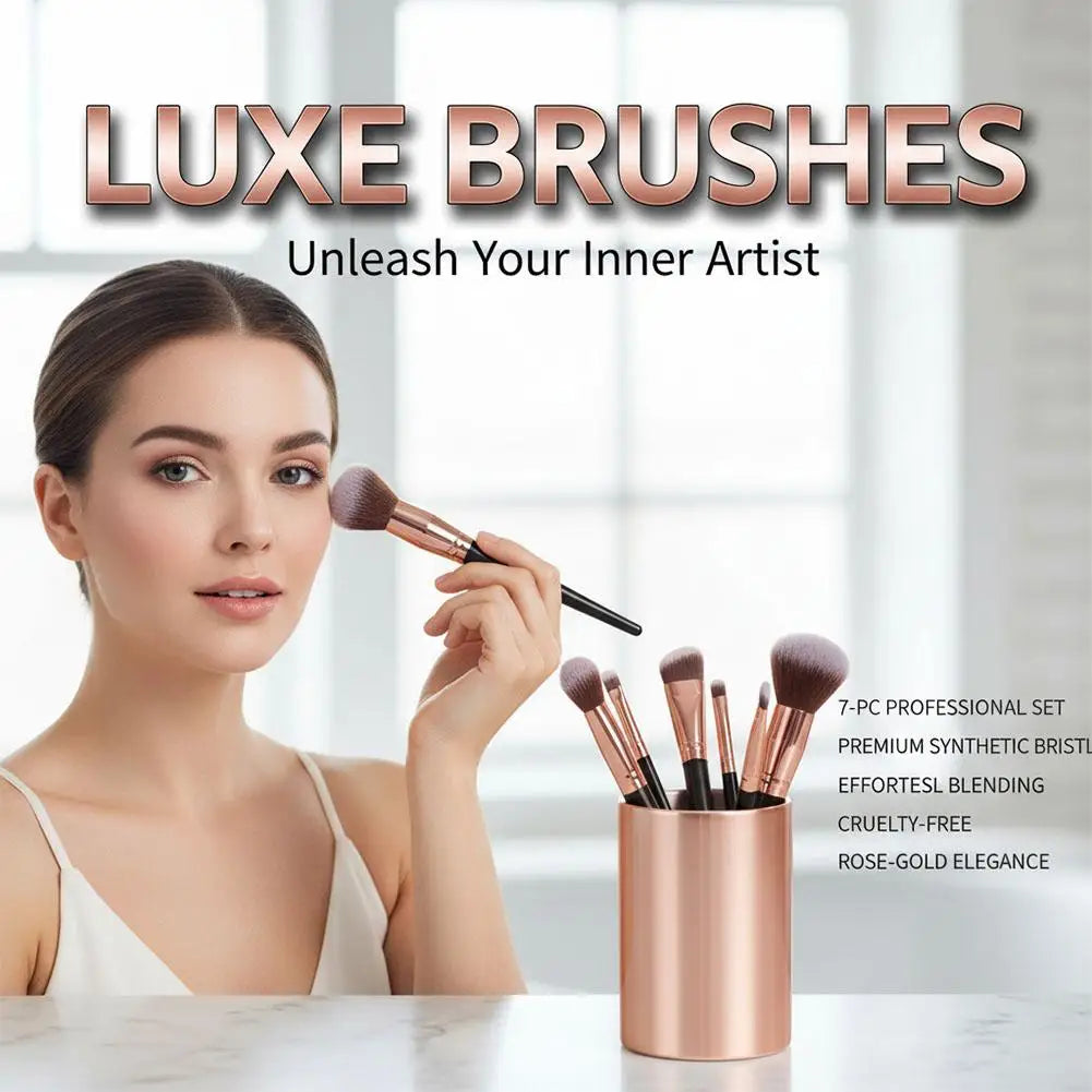 7-Piece Makeup Brush Set – Foundation, Blush & Eyeshadow Makeup Brush Set Oasis Select