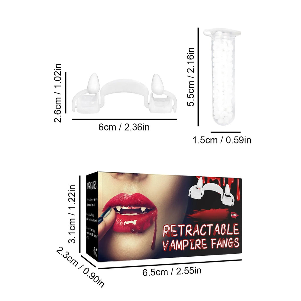 Retractable Vampire Fangs – Halloween Zombie Teeth Cosplay Props Costume Prop Teeth Oasis Select