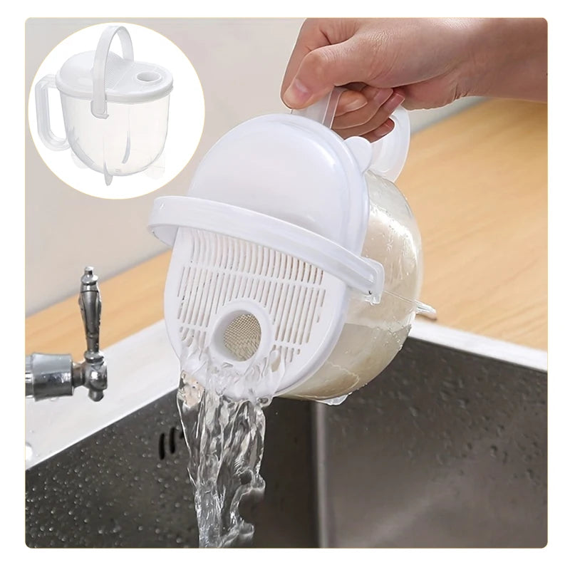Rice Washer Hand-Free Washing Rice Basin Sieve Plastic Panning Basket With Draining Rinse Type Rice Cleaning Device Oasis Select