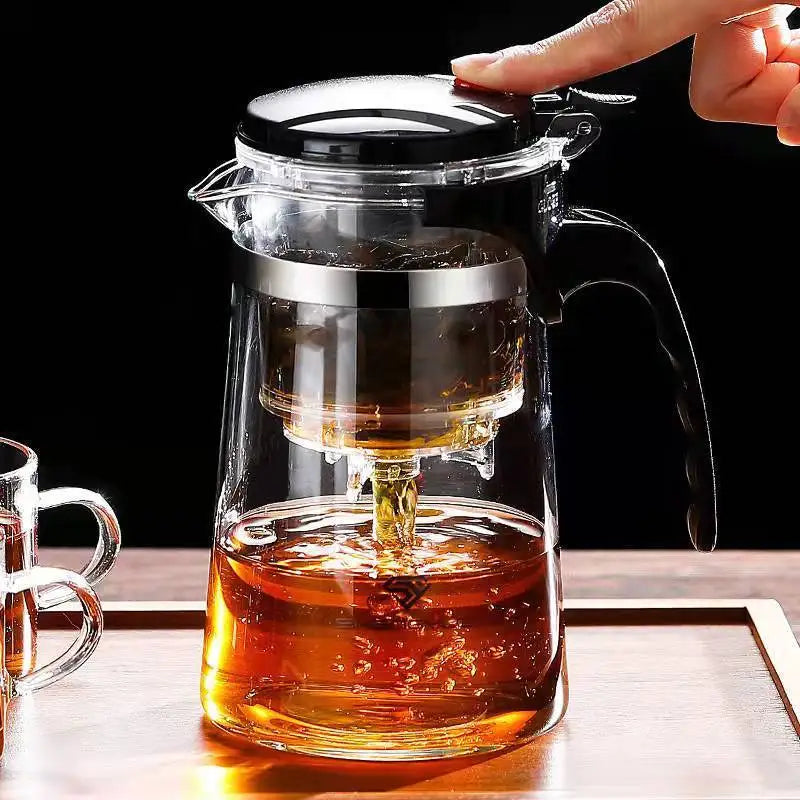 Water Separation Inner Container Teapot One Click Switch Tea Separation Filtration Glass Tea Pot 500ml-1800ml Kung Fu Teaware Oasis Select