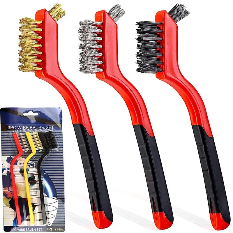3-Piece Wire Brush Set – Stainless Steel & Brass Cleaning Brushes Wire Brush Set Oasis Select