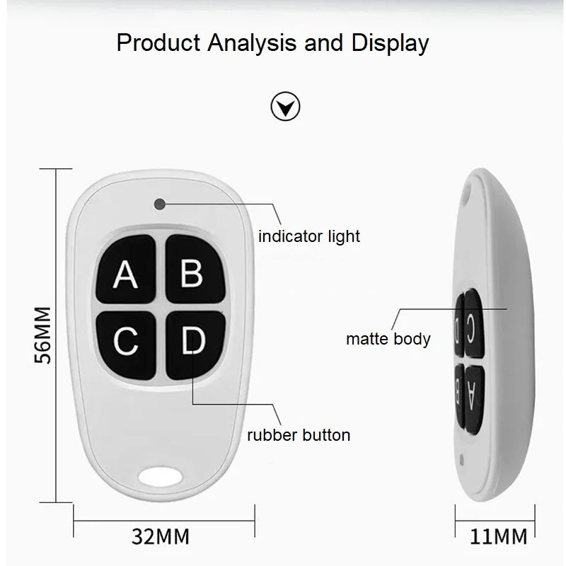 Wireless RF 433mhz Remote Control Copy Code Garage Door Gate Duplicator 433.92 Mhz Key Remote Opener Oasis Select