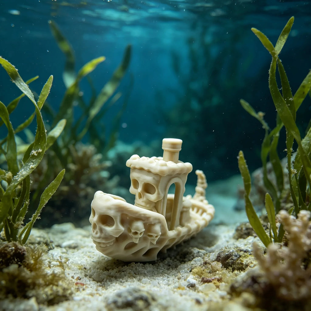 Mysterious Skull Pirate Ship Miniature Figurine 3D Printed Aquarium Decor Skeleton Vessel Ornaments Fish Tank Home Display Gifts Oasis Select