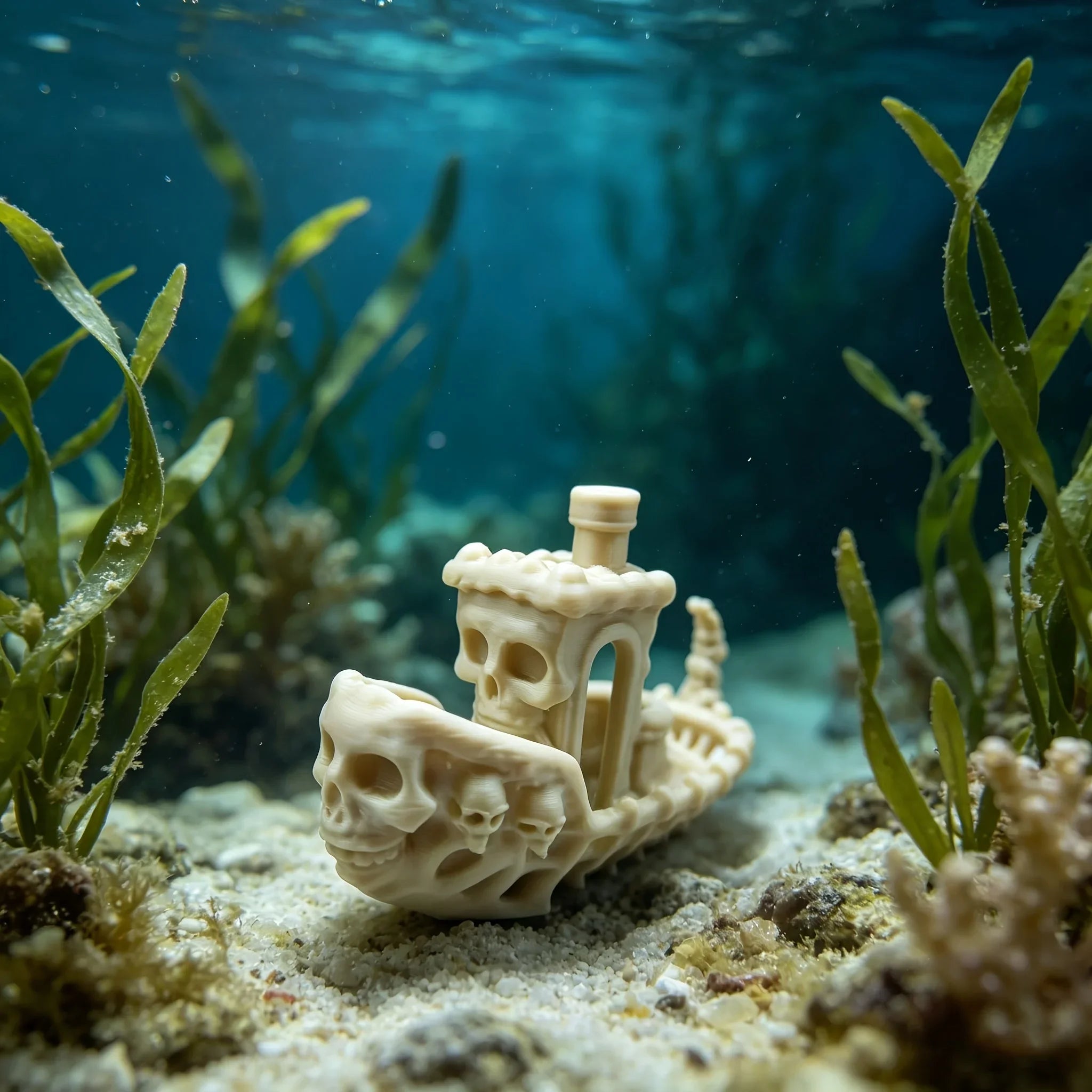 Mysterious Skull Pirate Ship Miniature Figurine 3D Printed Aquarium Decor Skeleton Vessel Ornaments Fish Tank Home Display Gifts Oasis Select