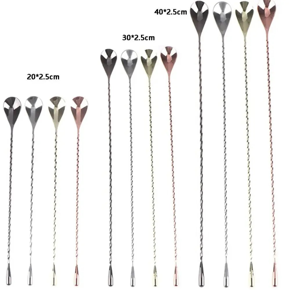 Kitchen Accessories Spiral Pattern Cocktail Spoon Long Handle 20/30/40cm Bar Teadrop Spoon Stainless Steel Mixing Spoon Dessert Oasis Select