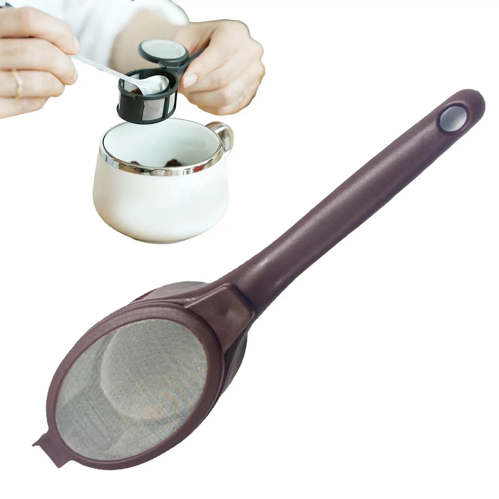 Coffee Capsule Powder Filter Spoon Tea Strainer Spoon Coffee Filter Spoon Portable Fine Mesh Filter with Handle for Coffee Tea Oasis Select