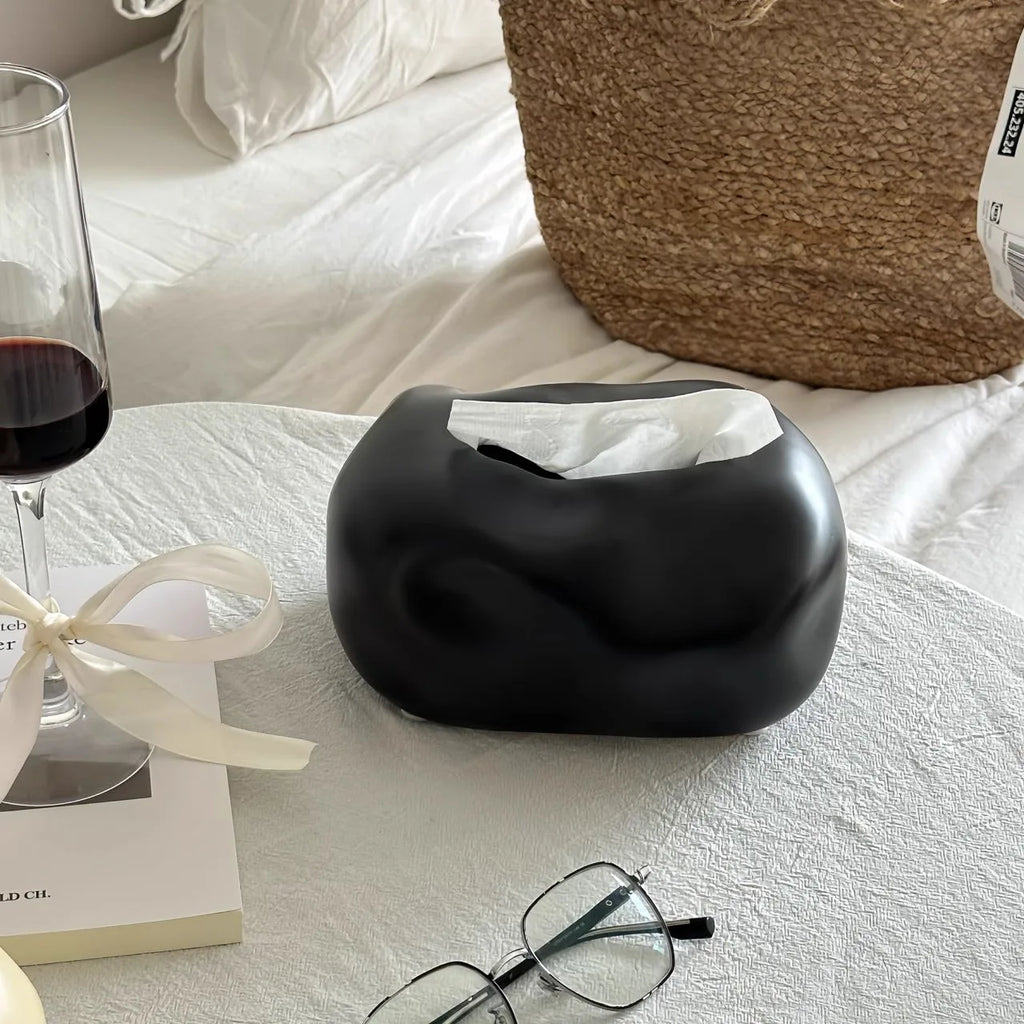 Nordic Ceramic Tissue Box Advanced Napkin Holder Living Room Dining Table Tissue Case Household Tissue Storage Box Decoration Oasis Select Black