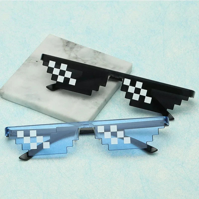 1/2/3pcs Mosaic Funny Party Glasses Festival Party Photo Props Anime Pixel Glasses Pixelated-Meme Decor Favor Funny Creative Oasis Select