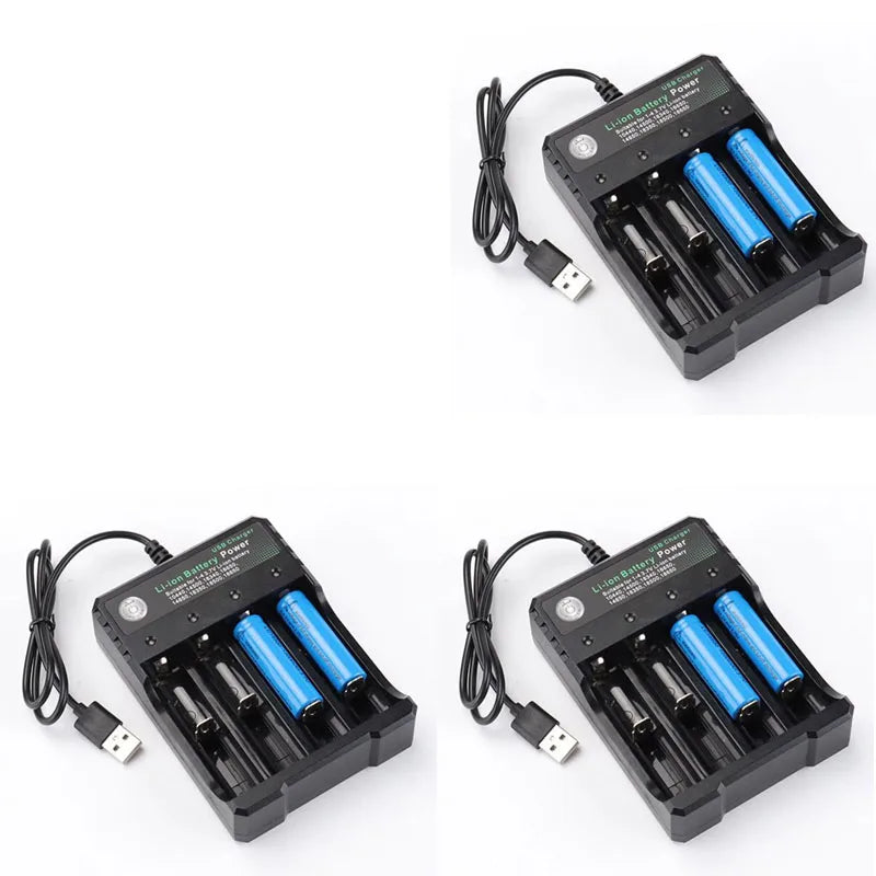 1/3/5pcs 4/2 Slots USB Charger Li-Ion Charging Li-Ion Battery Portable Rechargeable Battery Charger For 18650 Battery Charger Oasis Select 4 Slots USB-3pcs