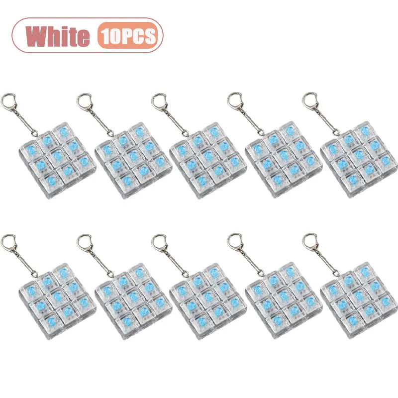 1-20PCS 9 Keys Mechanical Switch Tester Keychain Fidget Clicky Stress Relief for Keyboard Enthusiast Gamer Desk Decor Oasis Select White-10PCS