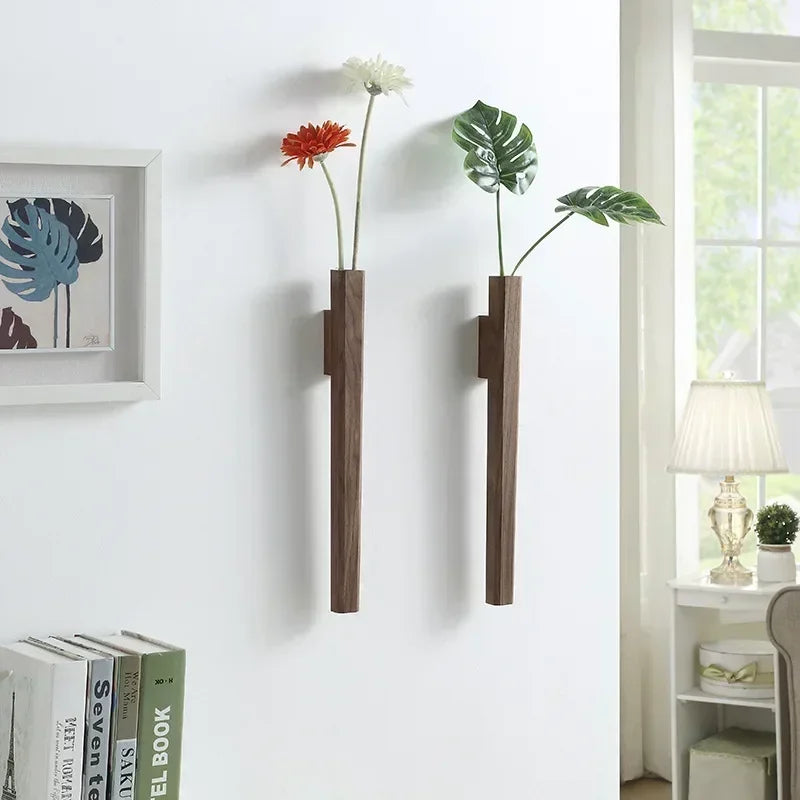 Wall Hanging Vase Home Wall Decoration Porch Living Room Bohemian Style Wooden Solid Wood Flower Oasis Select