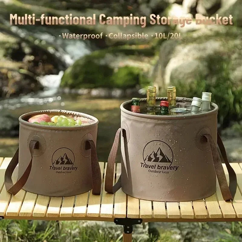 Folding Portable Bucket with Lid 5L 10L 20L | Camping Car Wash