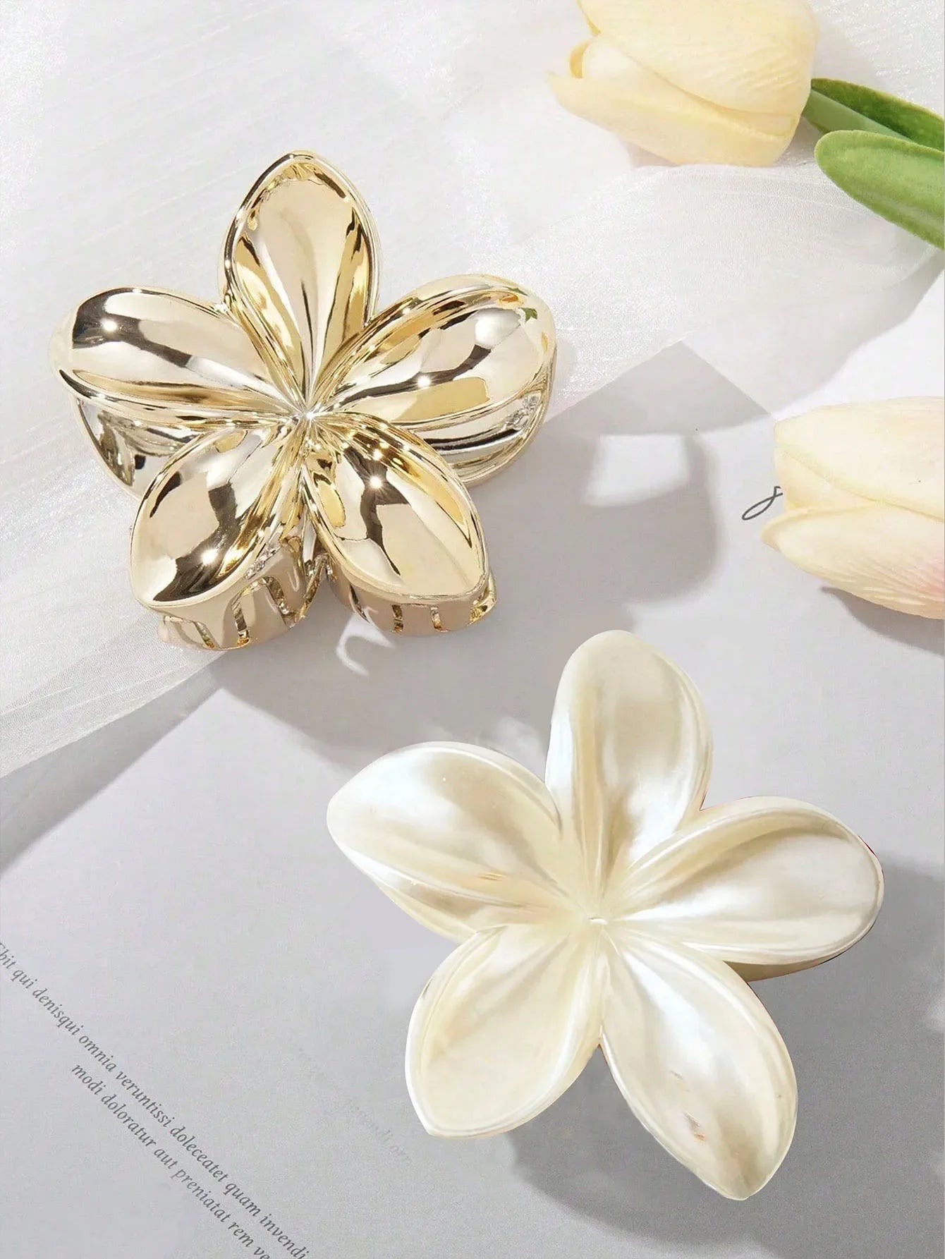 1/2 Pcs Fashion Simple Shiny Egg Flower Hair Claws For Women Girls Party Hair Accessories Oasis Select