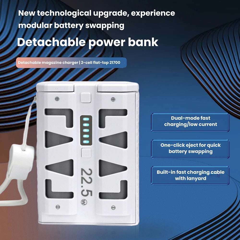 2x 21700 Battery Power Bank DIY Case 22.5W Type-C Fast Charging Dual Mode Low Current Battery Box Large Capacity Power Bank Oasis Select