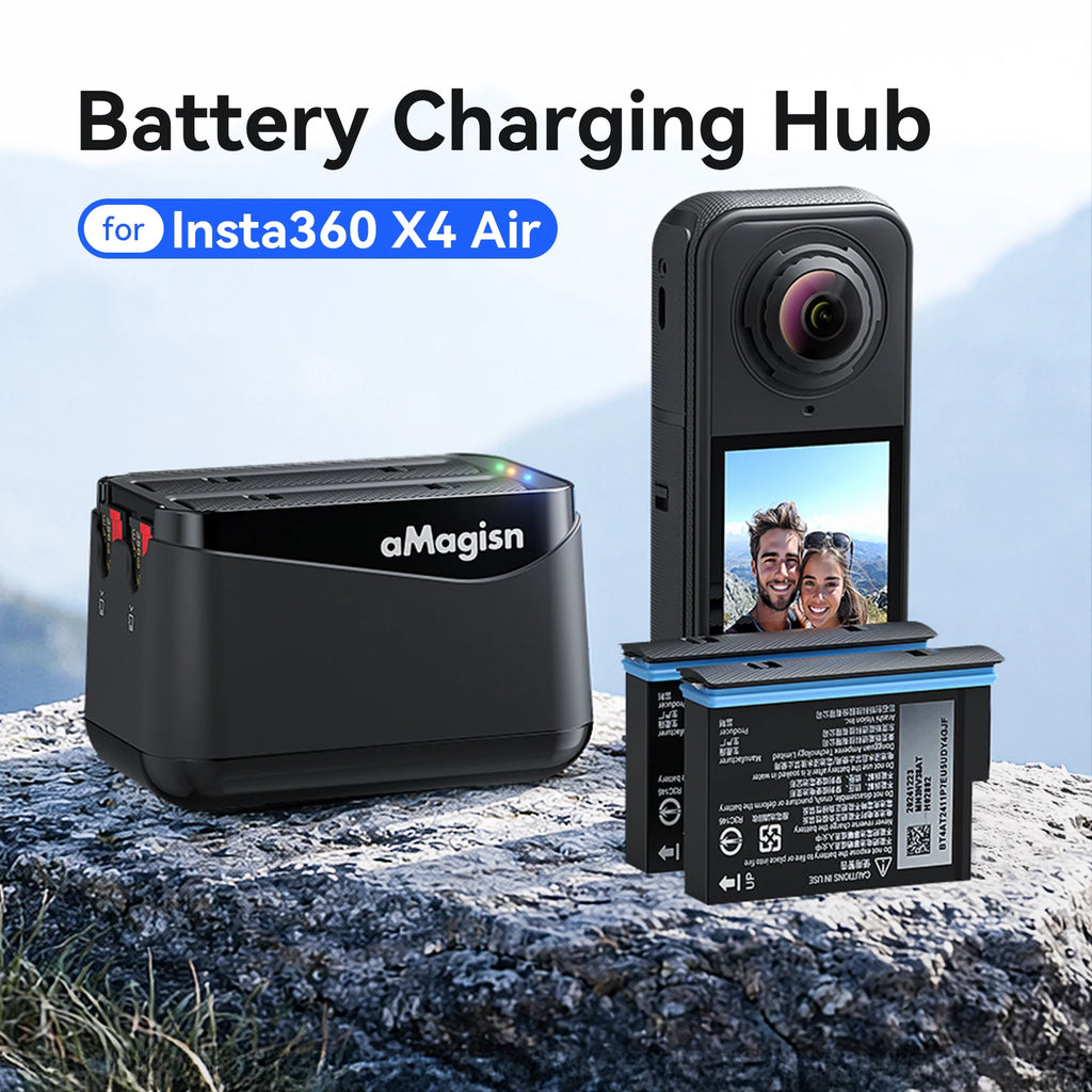 AMagisn Dual-Channel Battery Charger Hub for Insta360 X4 Air