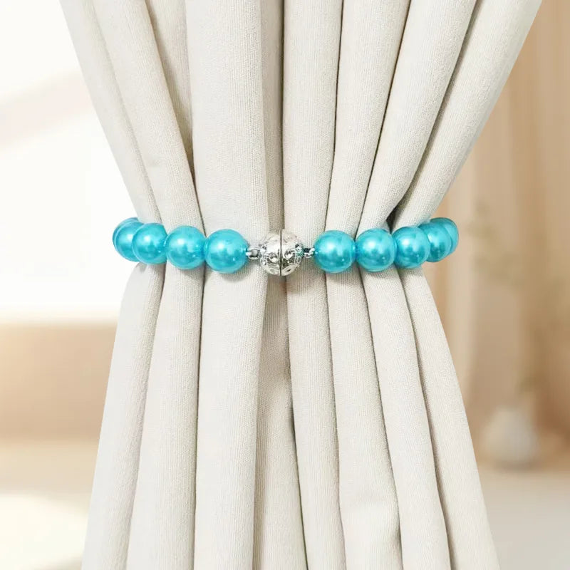 Pearl Magnetic Curtain Tie Backs Curtain Buckle Curtain Rope Holder Hook Curtain Binding Strap Kids Room Decoration Accessories Oasis Select Blue-40cm