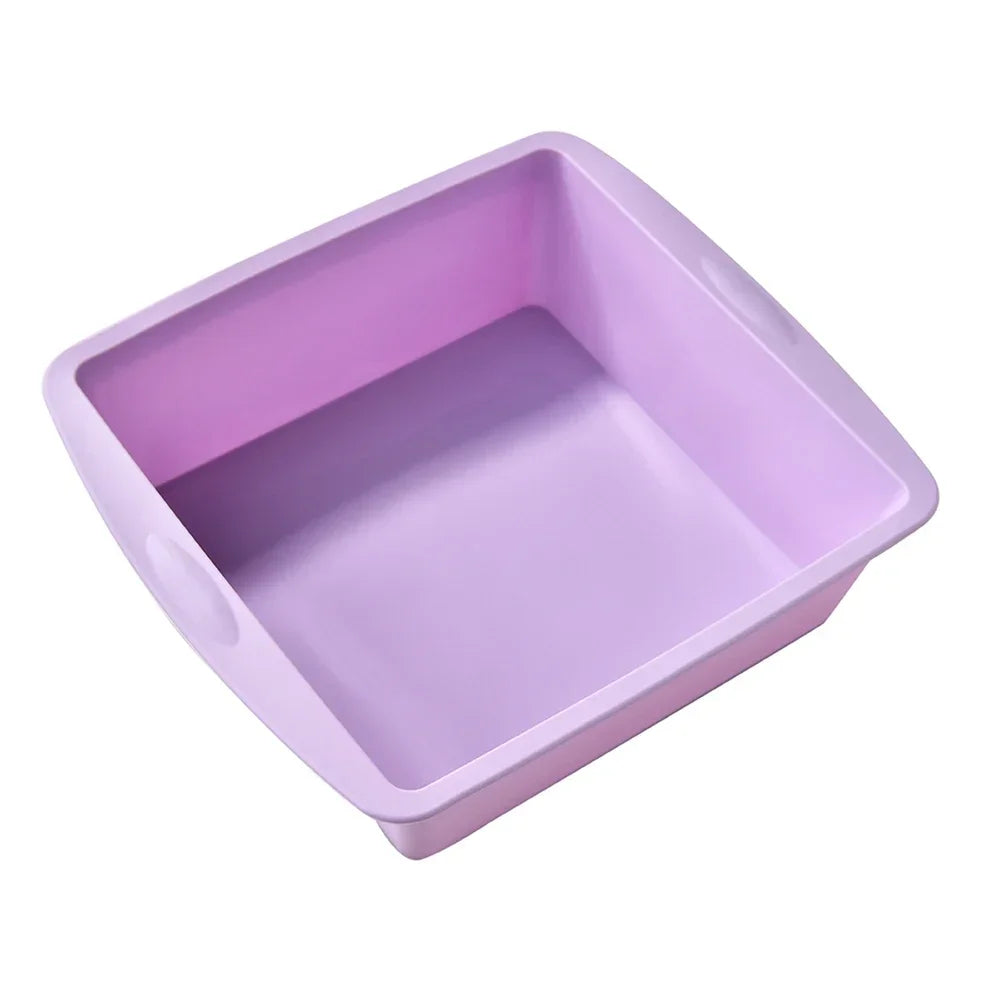 1/4Pcs Silicone Square Cake Plate Non-Stick Brownie Pot with Anti-Slip Handle Oven and Air Fryer Safe Perfect for Baking Cakes Oasis Select 1Pc Purple