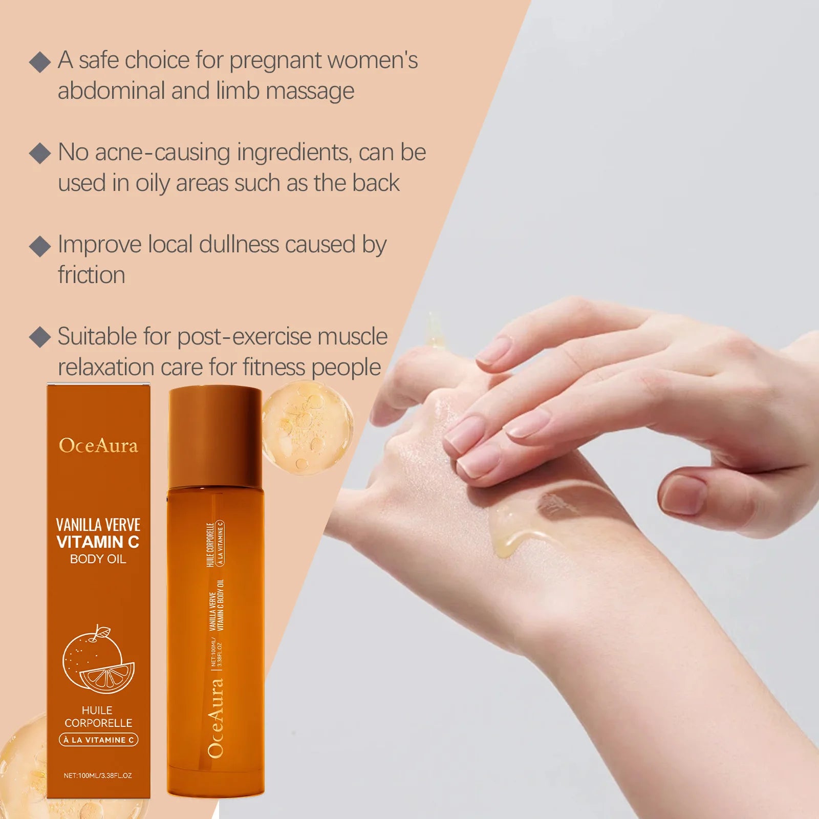 Vitamin C Body Softening Oil Moisturizes Nourishes Repairs And Brightens Dual Effects To Improve Dryness And Darkening Oasis Select