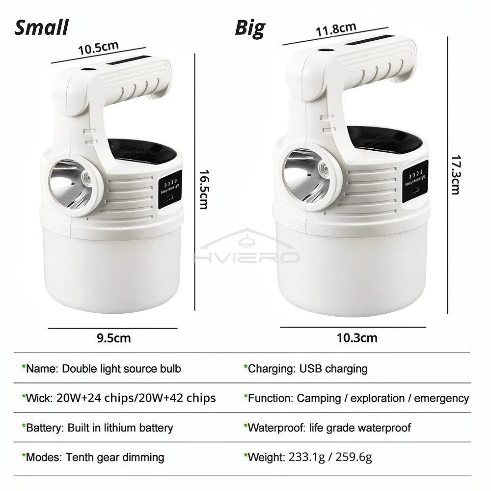 Solar LED Camping Lantern 24/42 LED IP65 USB Rechargeable