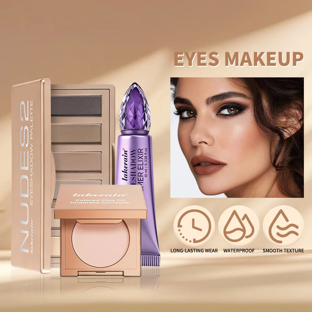 Eyeshadow Primer & Under-eye Concealer & Eyeshadow Palette Set Waterproof Long-lasting Pigmented Makeup Flawless Eye Makeup Oasis Select