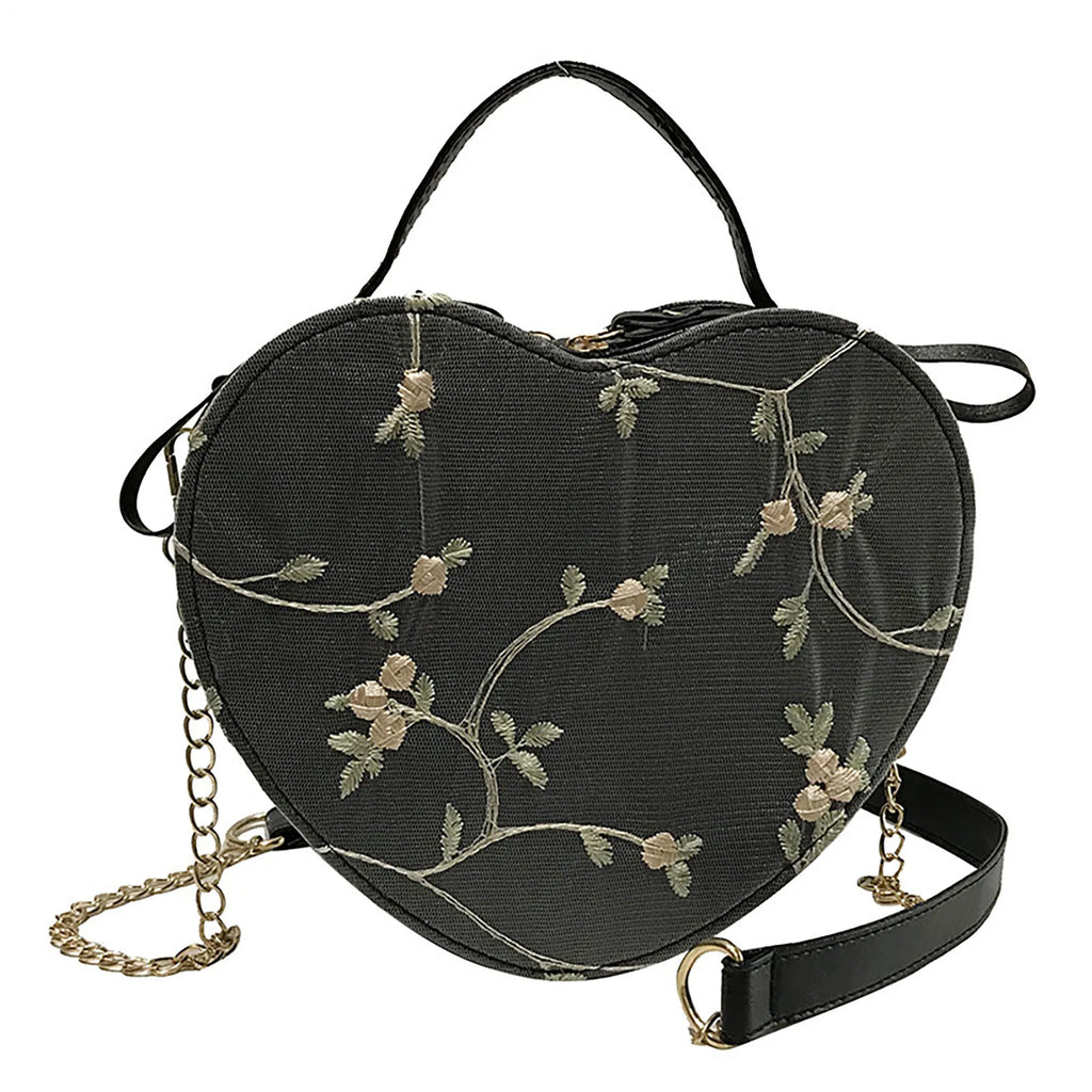 Women Sweet Crossbody Bag PU Leather Handbags with Lace & Flower Pattern for Commuting Business Travel Oasis Select 17x21x6cm