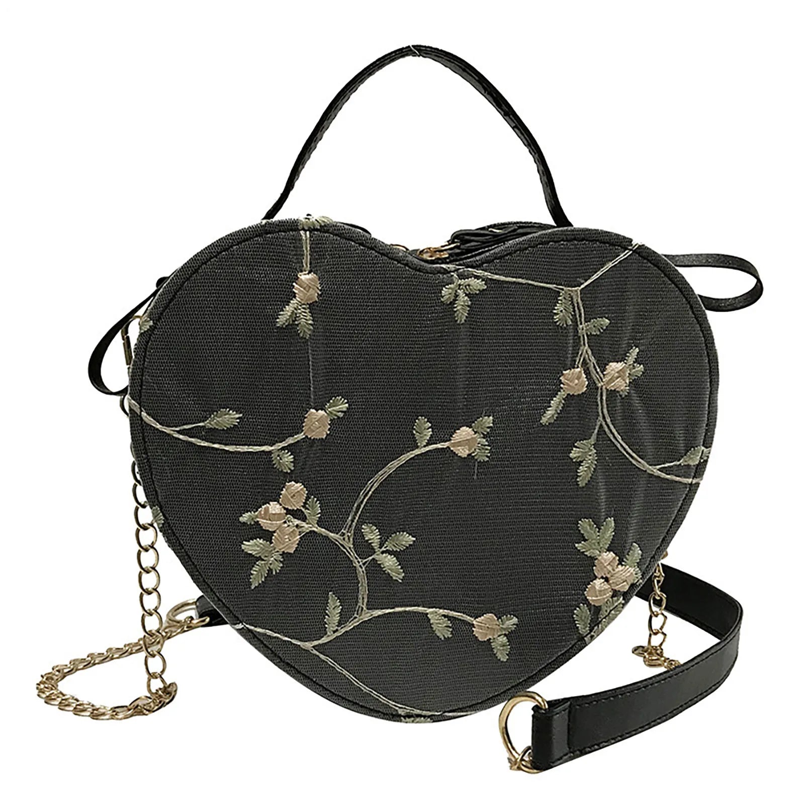 Women Sweet Crossbody Bag PU Leather Handbags with Lace & Flower Pattern for Commuting Business Travel Oasis Select 17x21x6cm