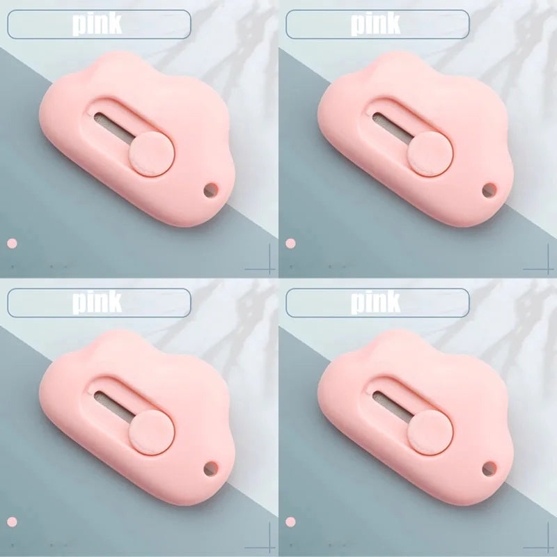 1/4pcs Mini Utility Knife Retractable Letter Opener Box Cutter Portable Carton Opener Paper Cutting Tool School Office Supplies Oasis Select 4pcs pink