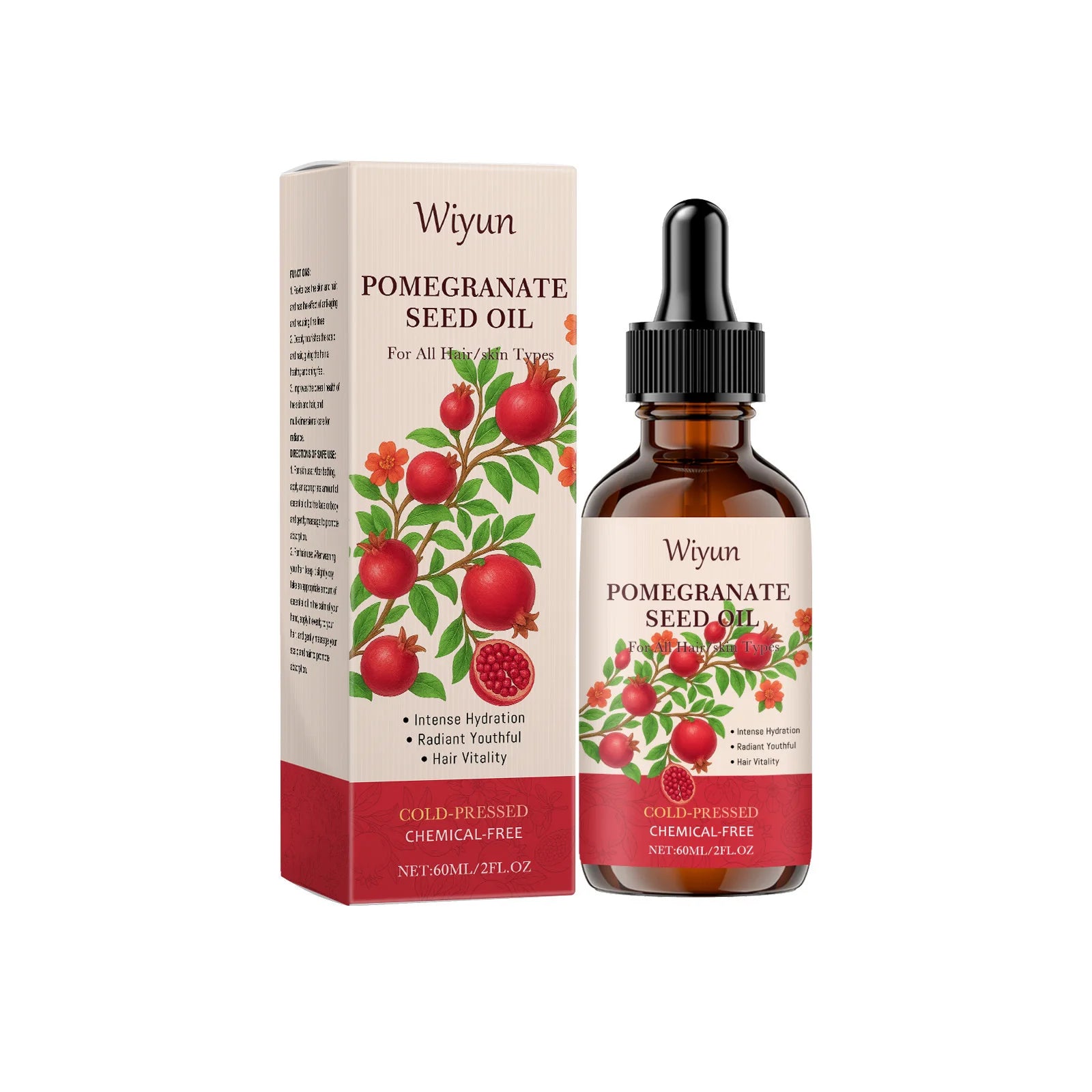 WIYUN Pomegranate Seed Body Nourish Oil Deep Hydrate Firm Skin Improve Roughness Lasting Fragrance Skin Moisturize Essential Oil Oasis Select 60ml Boxed