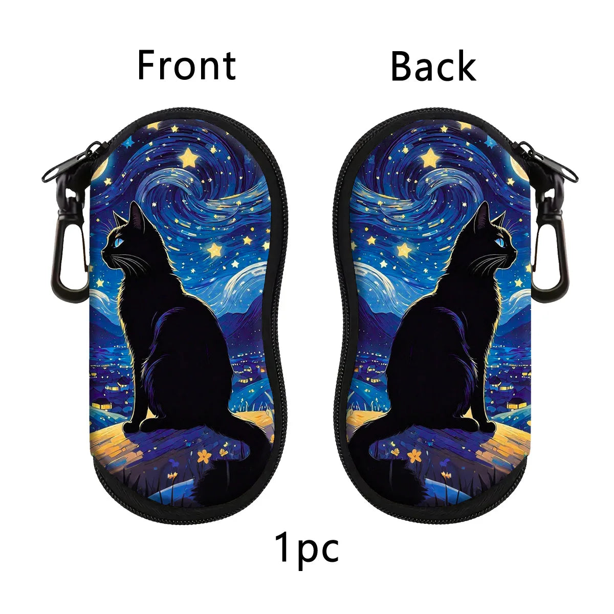 Cat & Dog Glasses Case with Carabiner Clip | Soft Eyeglass Pouch