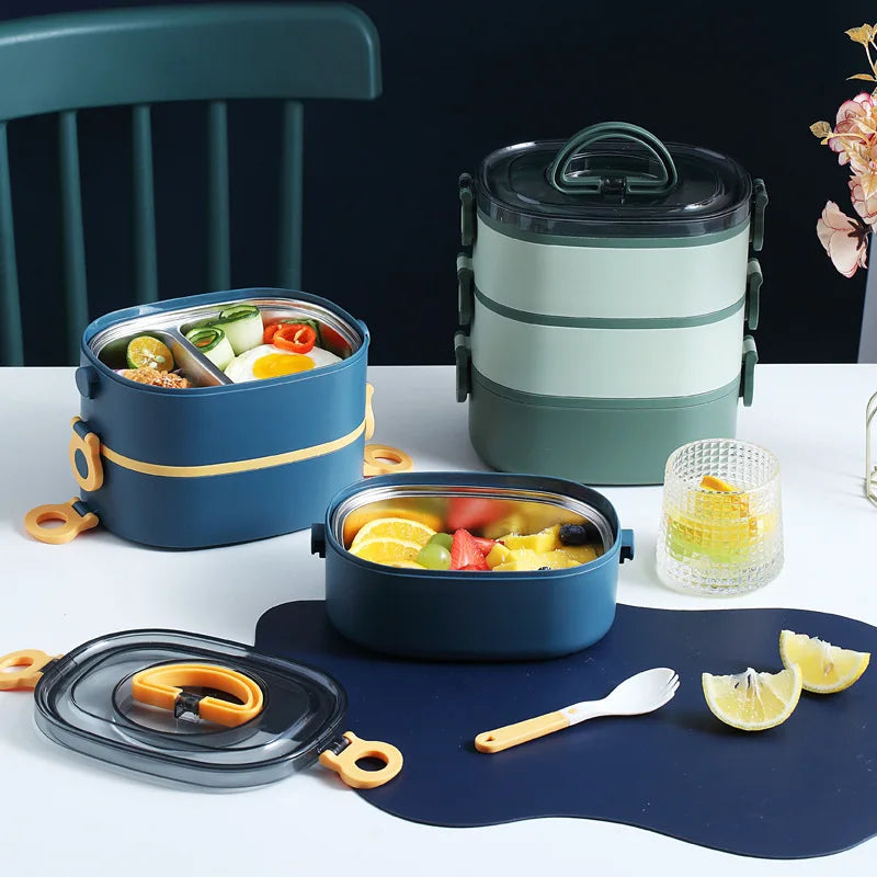 2000ML Insulation Lunch Box Portable 3 Layer Student Bento Box Leakproof Microwavable Food Container School Travel Office Picnic Oasis Select
