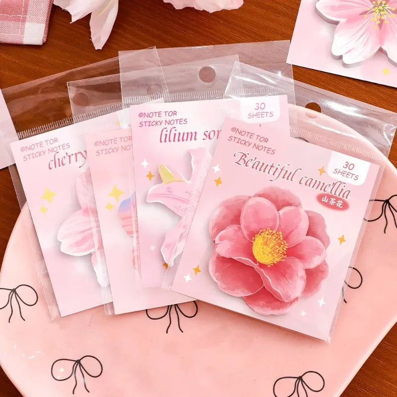 30 Sheets Kawaii Adhesive Cute Flowers Notes Notepad Memo Pad Office School Supplies Stationery Sticker Memo Pad Oasis Select