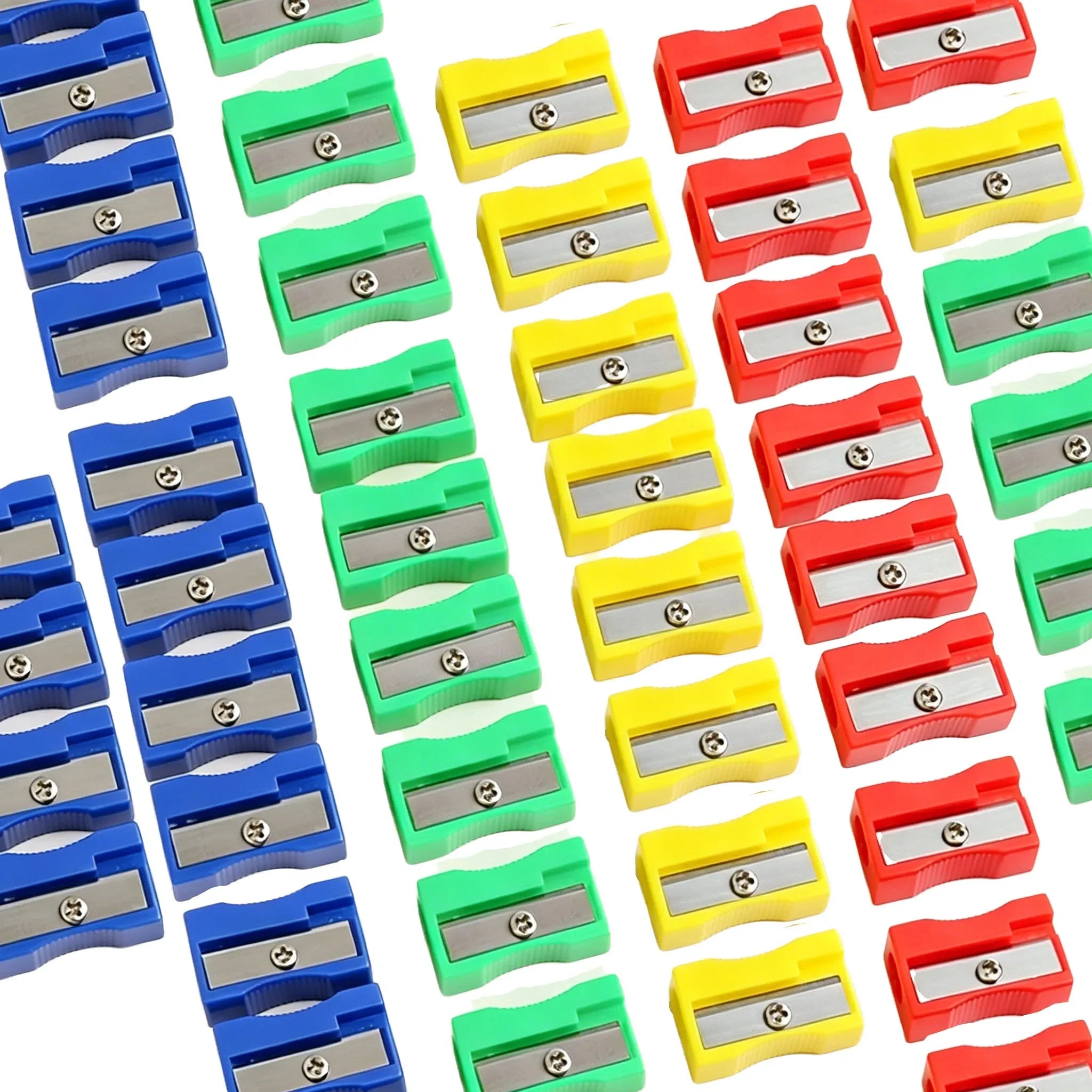 Mini Color Pencil Sharpener Curved Anti-slip Design Plastic Square Pencil Sharpener School Reward Stationery Oasis Select 50pcs random