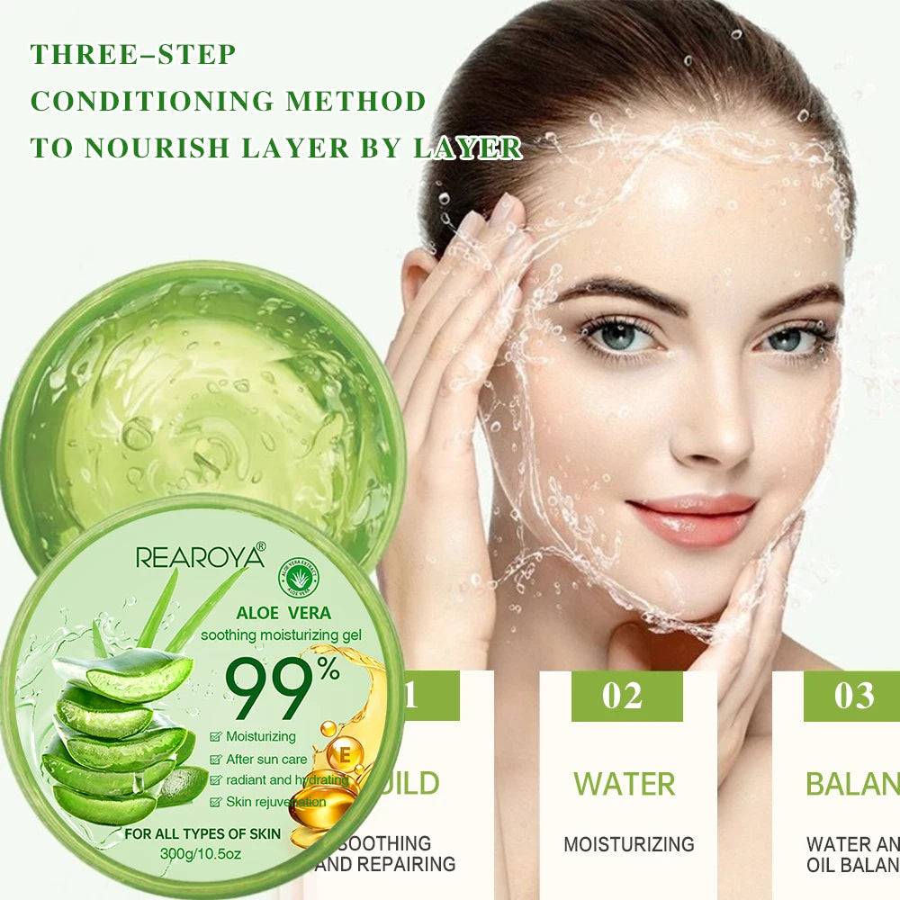 REAROYA Aloe Vera Gel Cream – Moisturizer, Acne & Sun Repair Aloe Vera Gel Cream Oasis Select