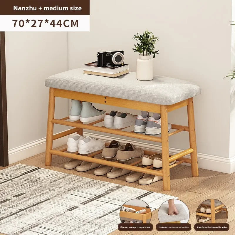 Shoe changing stool household door shoe cabinet seat stool integrated seated small stool wear shoe stool soft bag shoe rack Oasis Select Cushion-2layers70cm