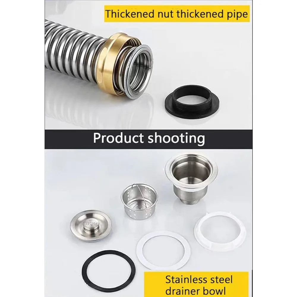 Kitchen Sink Drain Pipe Anti Rat Bite Stainless Steel Sink Strainer Deodorant Wash Basin Sewer Drainer Bathroom Accessories Oasis Select