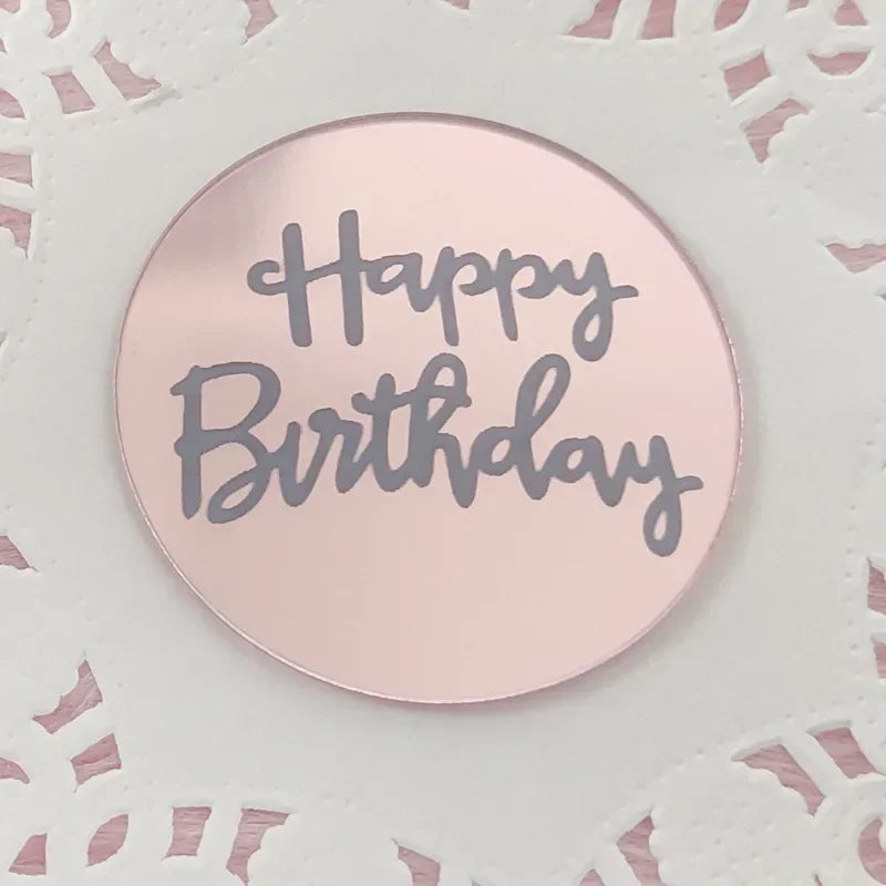10pcs Happy Birthday Cupcake Toppers Gold Acrylic Circle Dessert Cake DIY Decorations Insert Card Kids Birthday Party Decoration Oasis Select Round1-Rose Gold