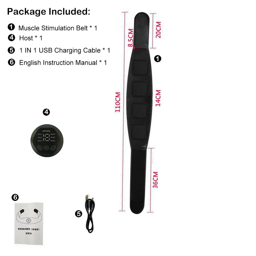 Muscle Stimulation Belt Electric ABS Stimulator Trainer EMS Abdominal Exerciser Toning Belts Fitness Training Gym Workout Oasis Select Only Abdomen