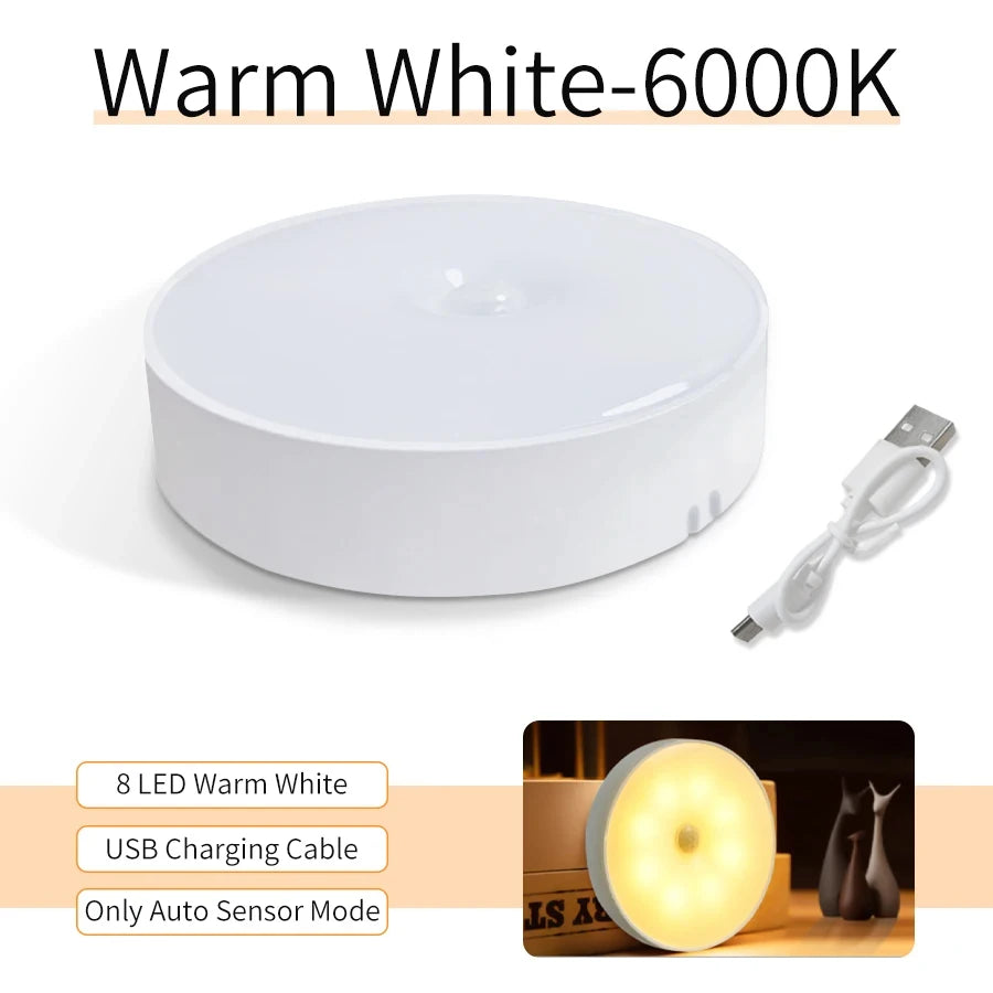 Motion Sensor LED Night Light | USB Rechargeable – 120° Auto