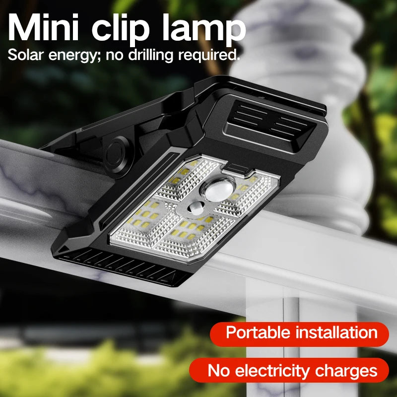 1PCS Solar Sensor Motion Light Outdoor Clip on Lawn Lamp Waterproof Work Light Camping Household Garden Lighting Courtyard Lamp Oasis Select