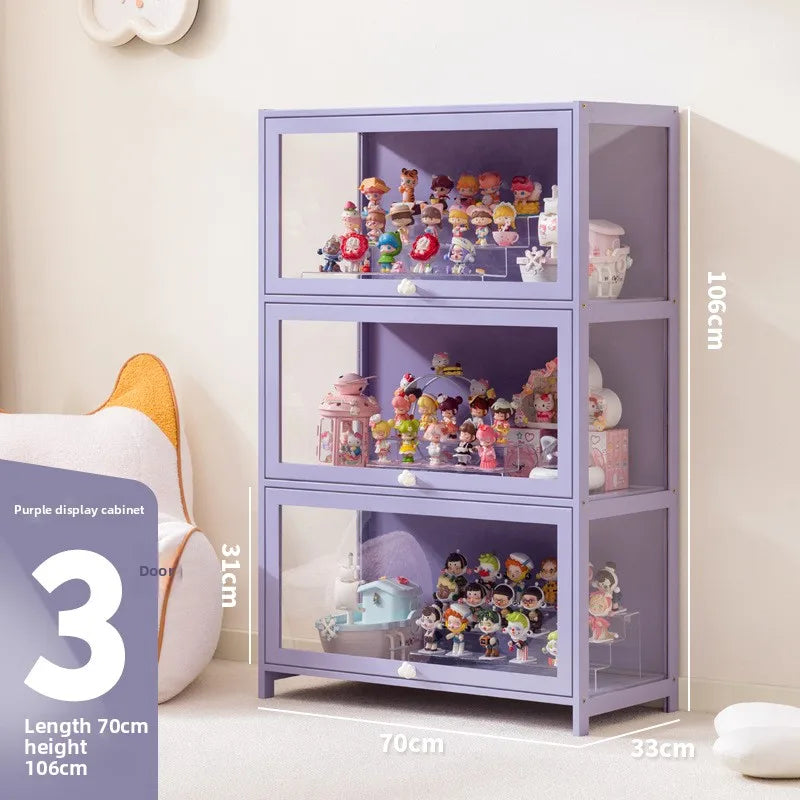 Doll Storage Doll Doll Display Cabinet Transparent Shelf Cotton Plush Display Box Doll Storage Cabinet Oasis Select Three layers 70 long