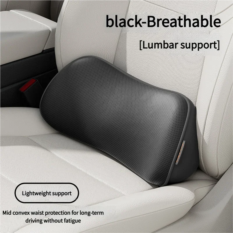 Lumbar Support Car Seat Pillow Memory Foam Breathable Back Protector for Office Chairs and Car Interior Accessories Oasis Select black breathable