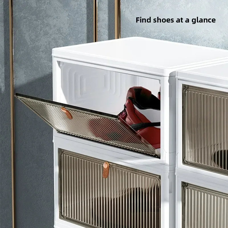 Transparent folding shoe box storage box installation-free artifact shoe rack dust-proof dormitory assembly plastic simple shoe Oasis Select