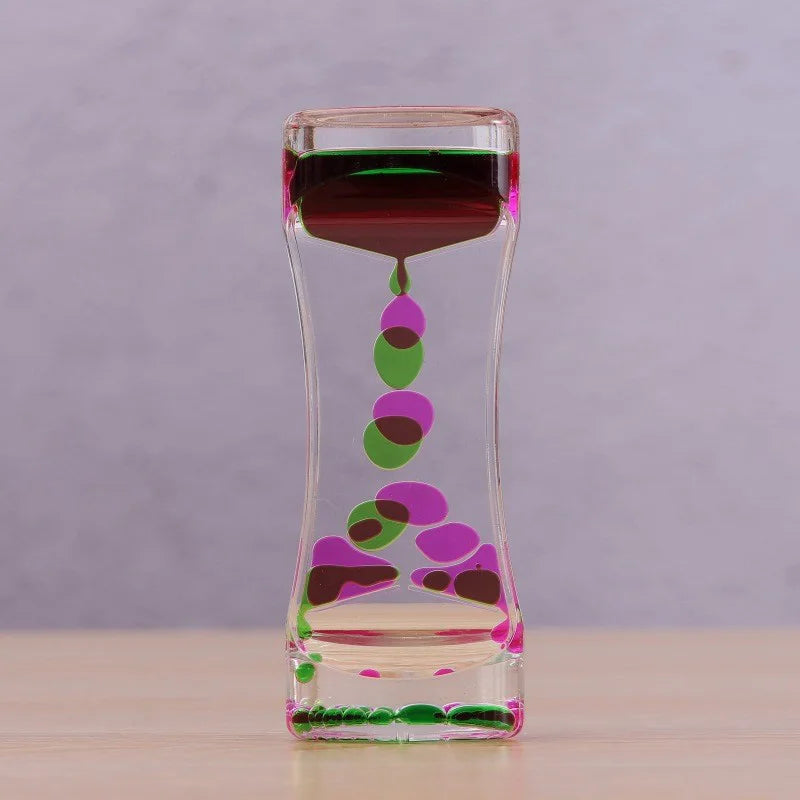 Hourglass Timer Double Colors Oil Hourglass Liquid Floating Motion Bubbles Timer Desk Decors Descending Sensory Bubbles Kids Toy Oasis Select D