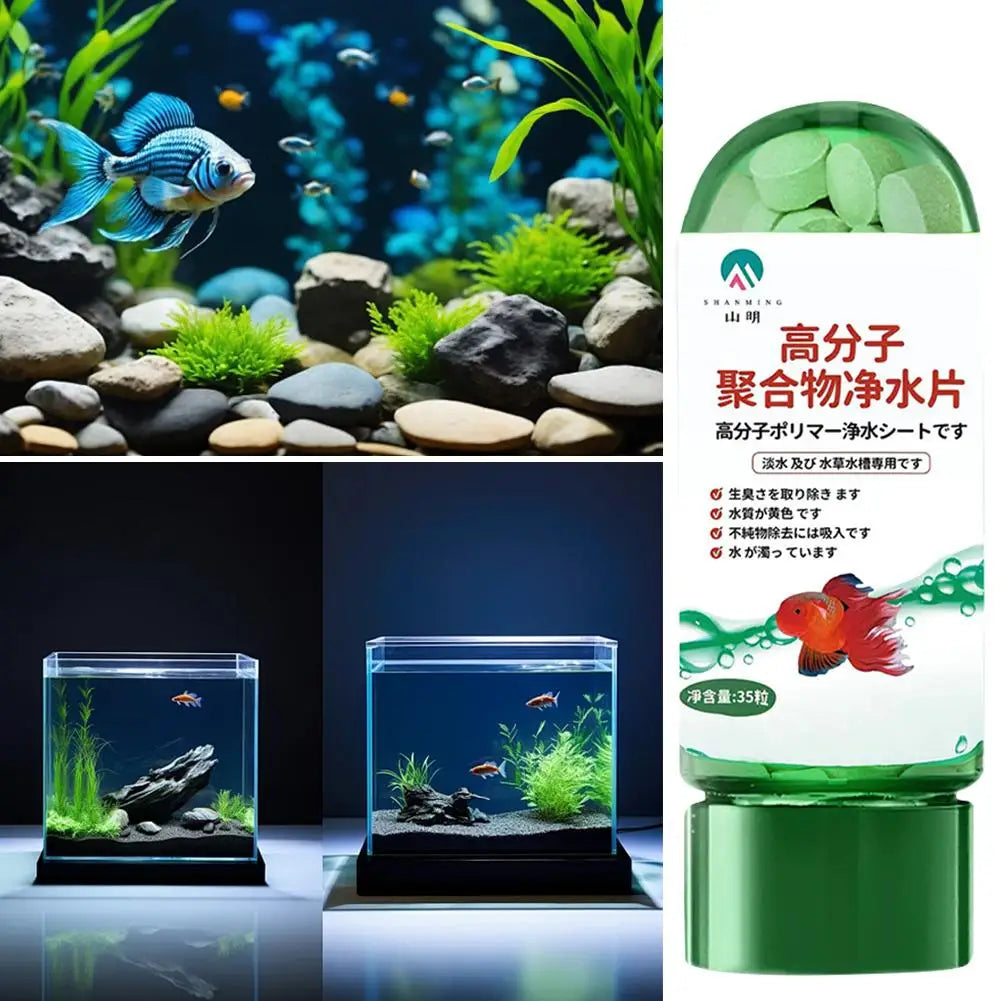 2pcs Water Purification Tablets Fish Bowl Water Cleaning Odor Remover Effective Algae Repellent Agent For Home Aquarium Fish Oasis Select