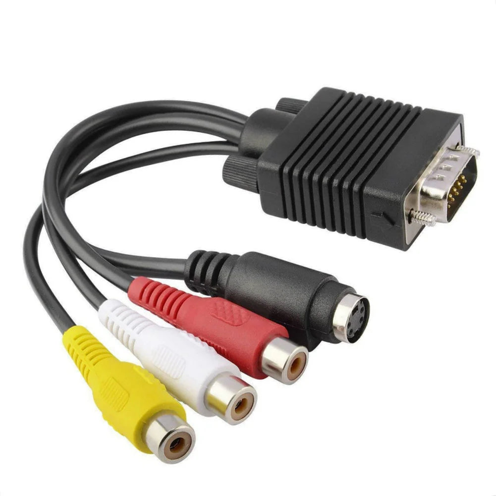 For VGA to For S-Video + For RCA CompoFor Site Video Adapter with 10cm Length for PC to For TV Analog Connection Oasis Select
