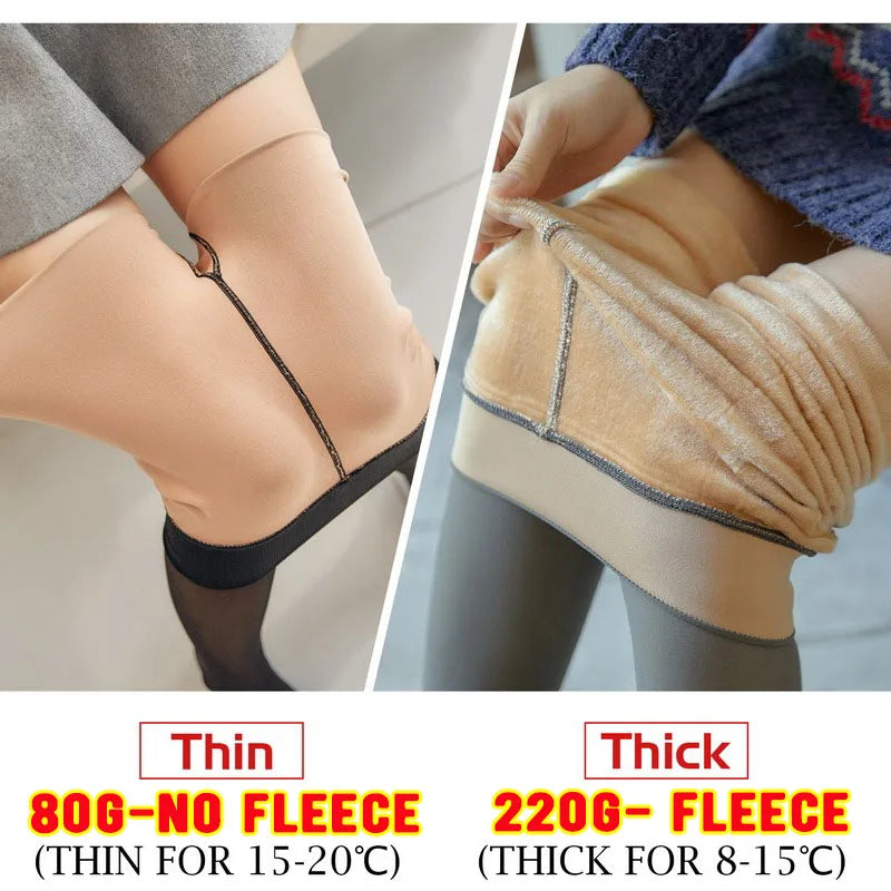 Panty Fleece Women Tights Ladies Thermal Leggings Woman Skin Effect Bottom Stockings Panties Women's Winter Thermal Sock Pants Oasis Select