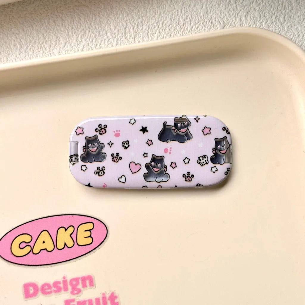 Korean Makeup Mirror Folding Invisible Cartoon Phone Holder Cute Portable Back Sticker New Desktop Universal Adhesive Support Oasis Select Pink-1