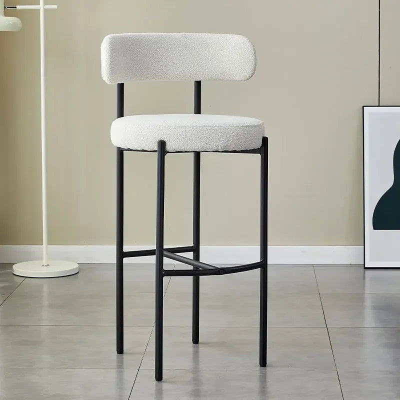 Multi-functional Bar Chair Stainless Steel Bar Milk Tea Shop High Chair French Cream Style Designer Bar Chair Bar Stool Durable Oasis Select White